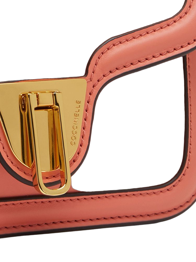 Coccinelle Structured Smooth Cowhide Crossbody Bag — Rose Gold
