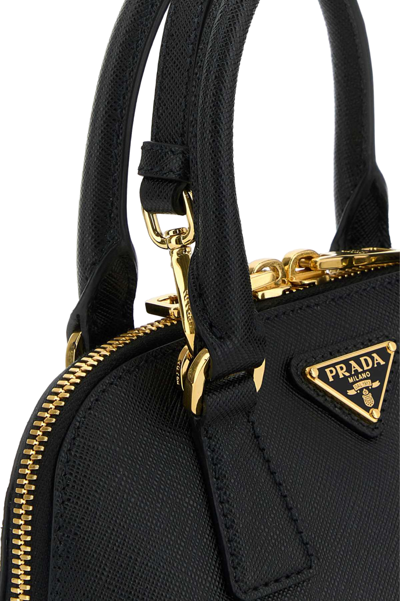 Prada Handle Top Bag — Black Vitello