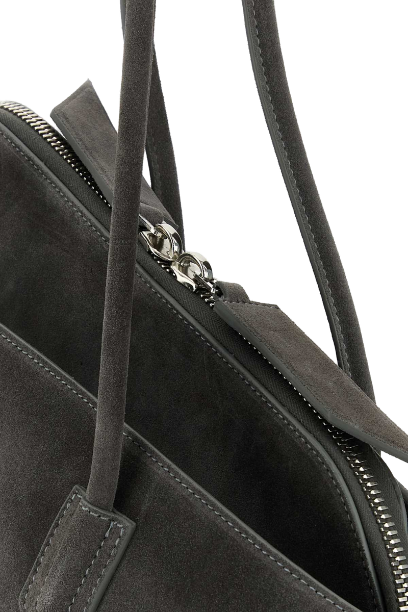 The Attico Suede Shoulder Bag — Gray