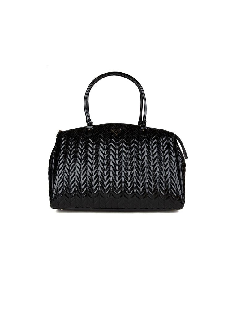 Guess Cheryl Deluxe Dome Tote Bag — Black Polyurethane