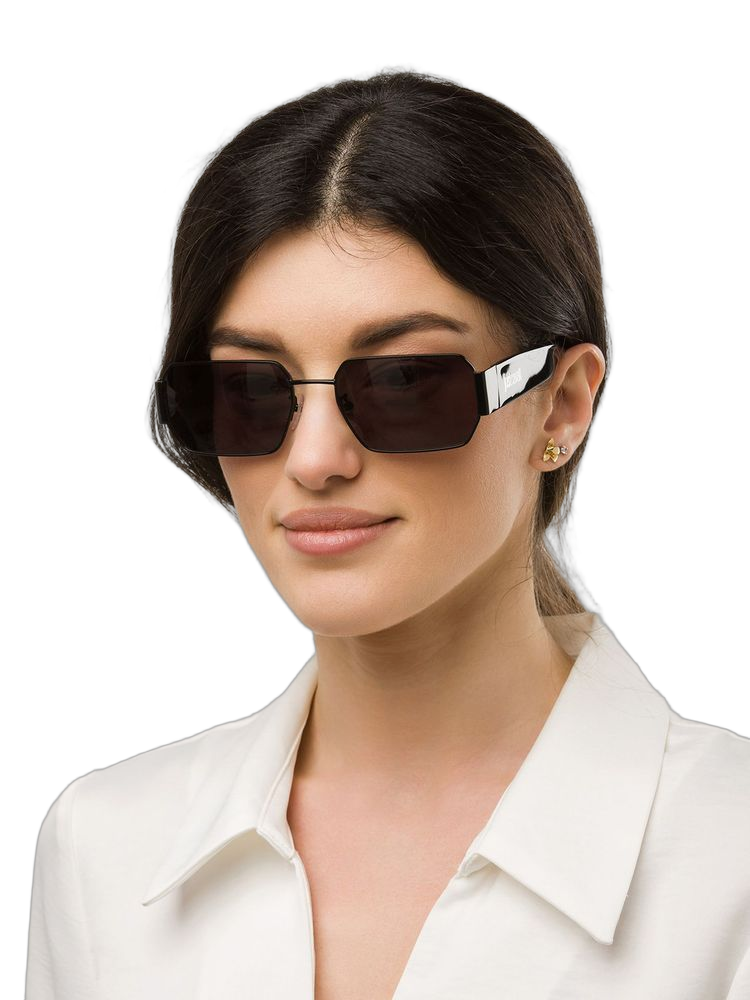 Just Cavalli Sjc199 Stainless Steel Rectangle Sunglasses — Black