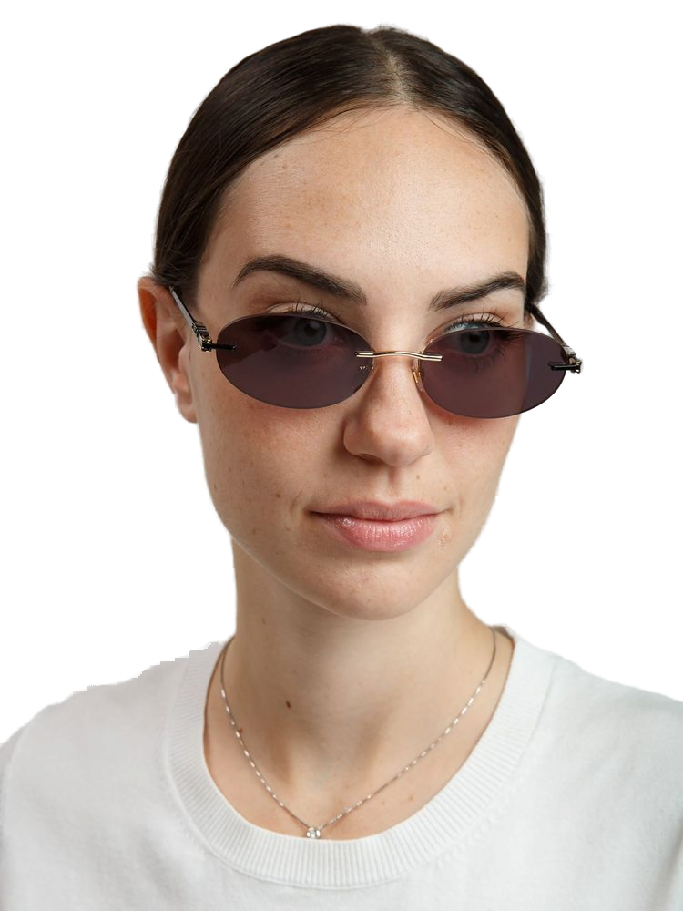 Furla Sfub29 Polished Metal Oval Sunglasses — Rose Gold