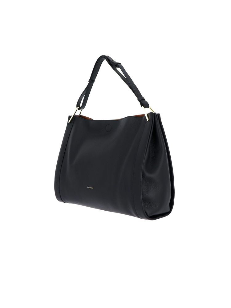 Coccinelle Wallace Shoulder Bag — Black Cow Leather