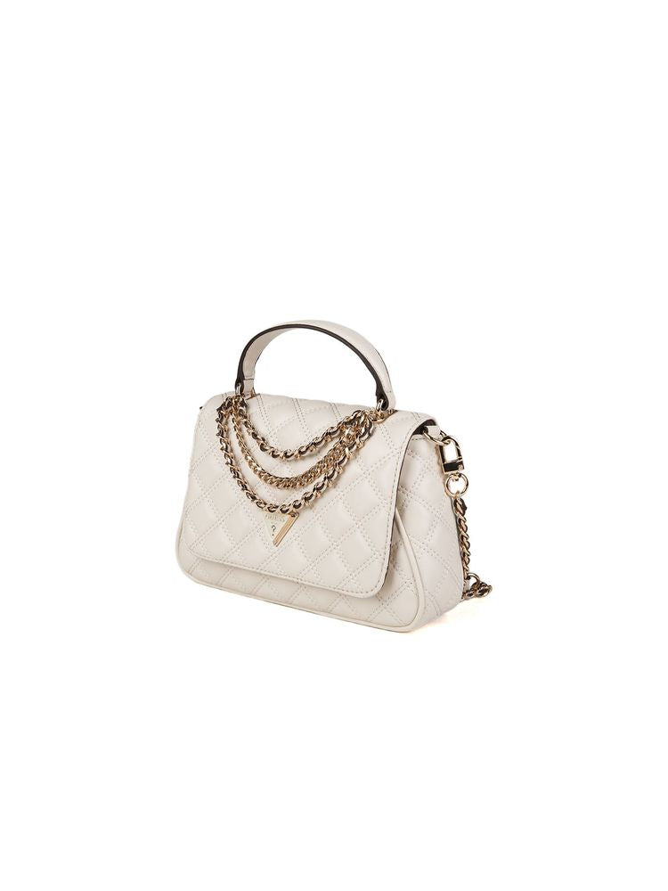 Guess Quilted Polyurethane Top Handle Bag — Beige