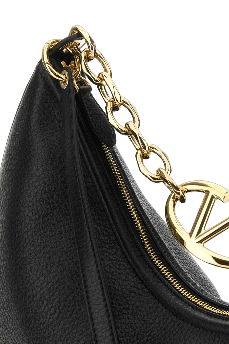 Valentino Garavani Logo-Chain Shoulder Bag — Black