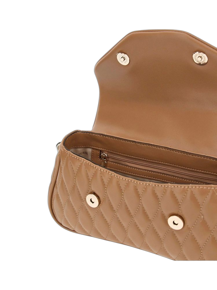 Guess Valla Top Handle Bag — Beige Polyurethane