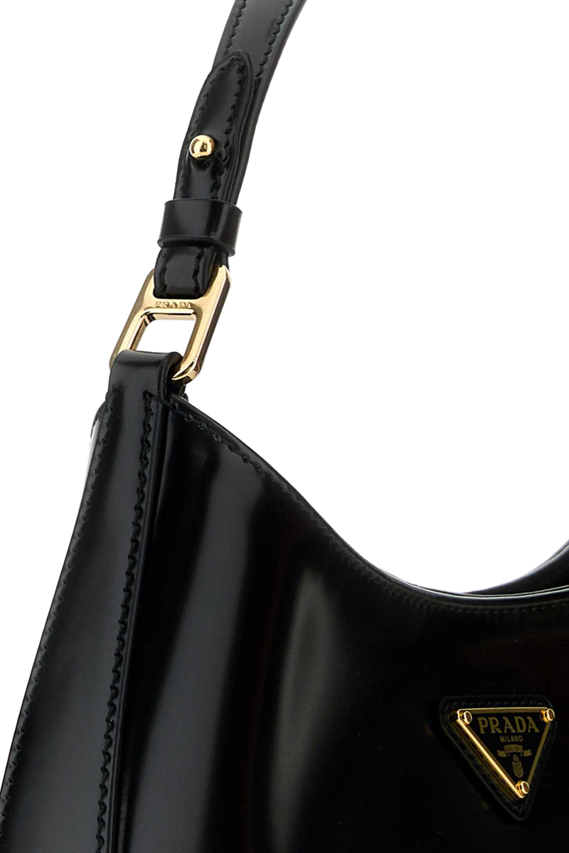 Prada Cleo Shoulder Bag — Black Vitello-homalopsis Buccata