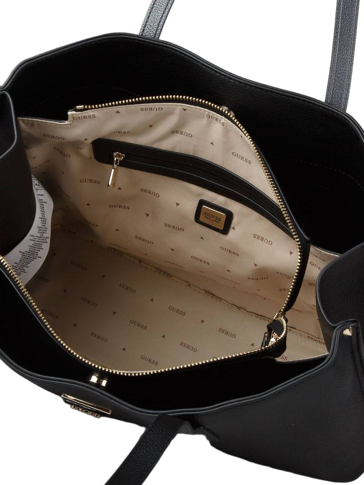 Guess Structured Polyurethane Tote Bag — Black