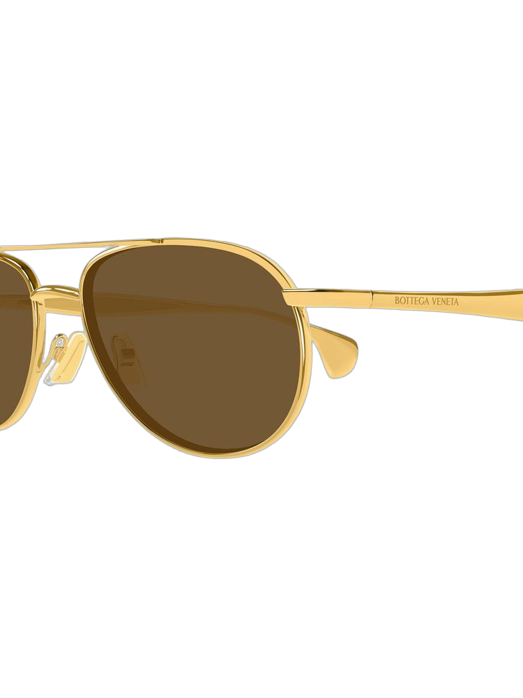 Bottega Veneta Bv1419s Metal Aviator Sunglasses — Gold