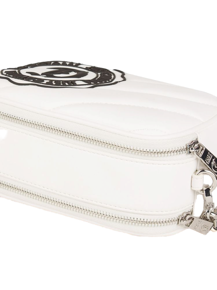 Just Cavalli Logo-Emblazoned Crossbody Bag — White Polyester