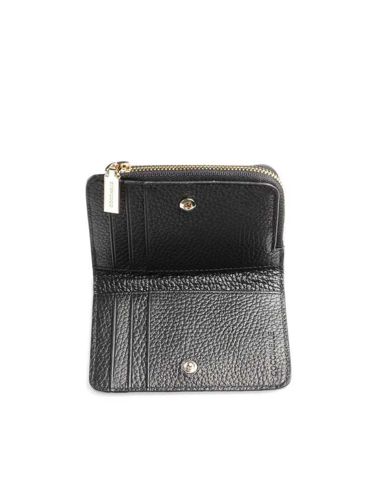 Coccinelle Grained Cowhide Card Case — Black Cases