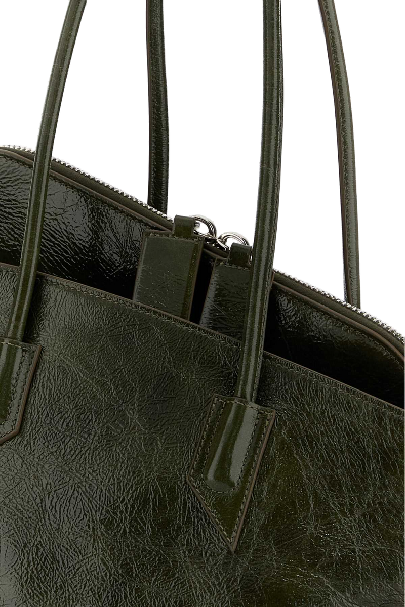 The Attico Crumpled Leather Shoulder Bag — Brown
