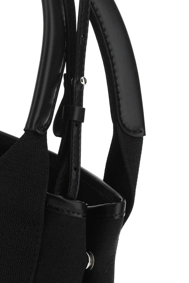 Balenciaga Logo-Embroidered Canvas Top Handle Bag — Black