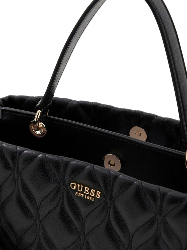 Guess Quilted Polyurethane Shoulder Bag — Black