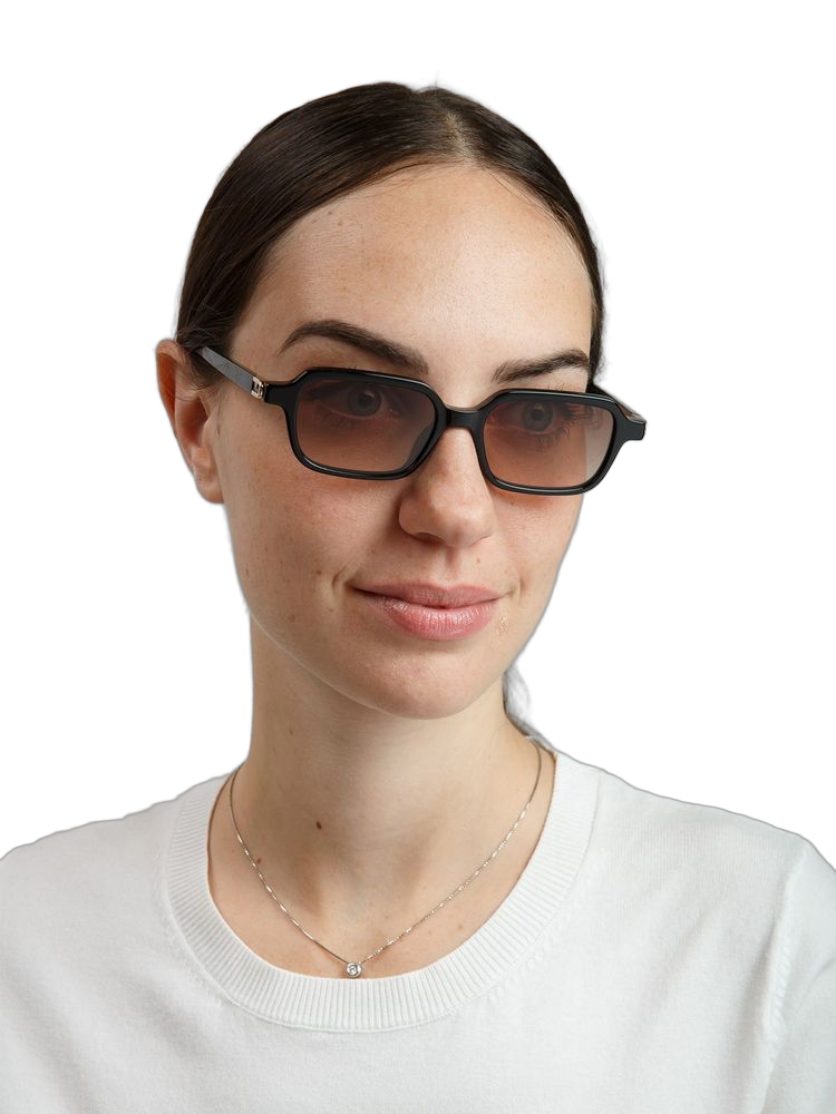 Furla Sfu971 Acetate Rectangle Frame Sunglasses — Black
