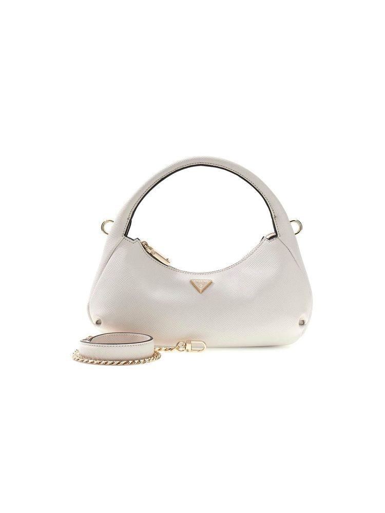 Guess Structured Crescent Silhouette Hobo Bag — White Polyurethane