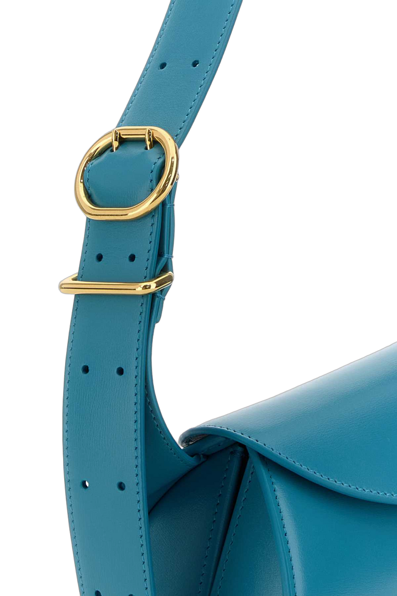 Jil Sander Curved Leather Shoulder Bag — Blue