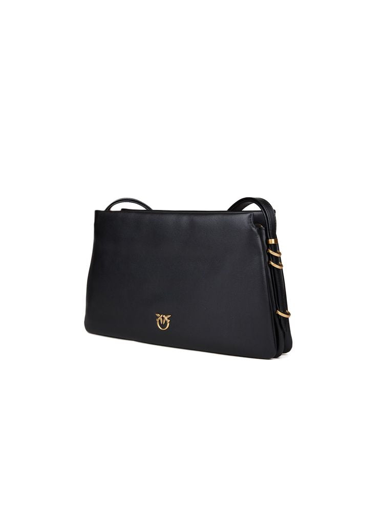 Pinko Triplet Crossbody Bag — Black Calfskin Leather