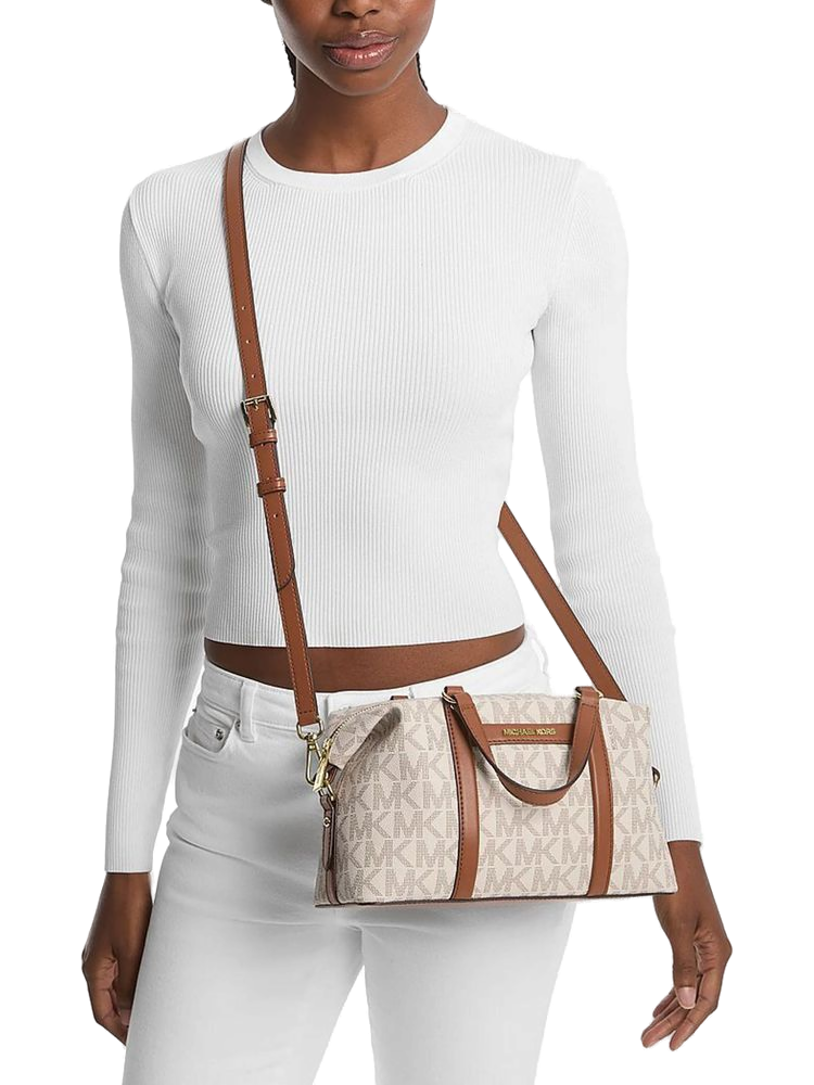 Michael Kors Signature Logo Coated Canvas Shoulder Bag — Beige 89.coated