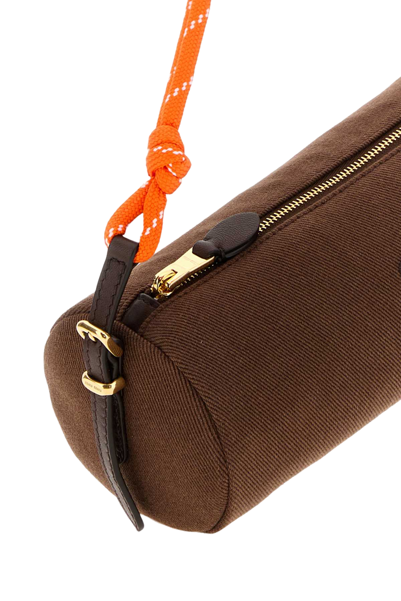 Miu Miu Recycled Nylon And Calf Leather Shoulder Bag — Brown Poliammide Riciclata-vitello