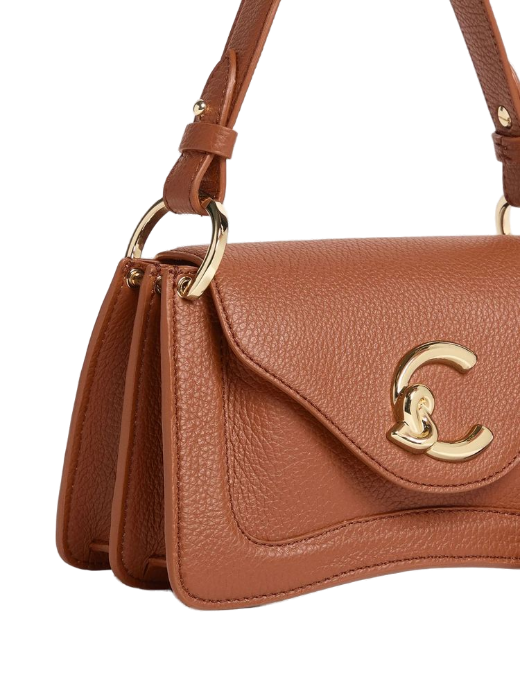 Coccinelle Shoulder Bag — Brown Grained Leather