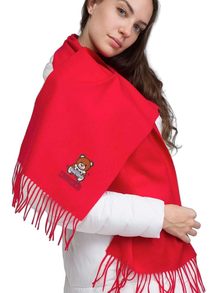 Moschino Lambswool Scarf — Red Scarfs