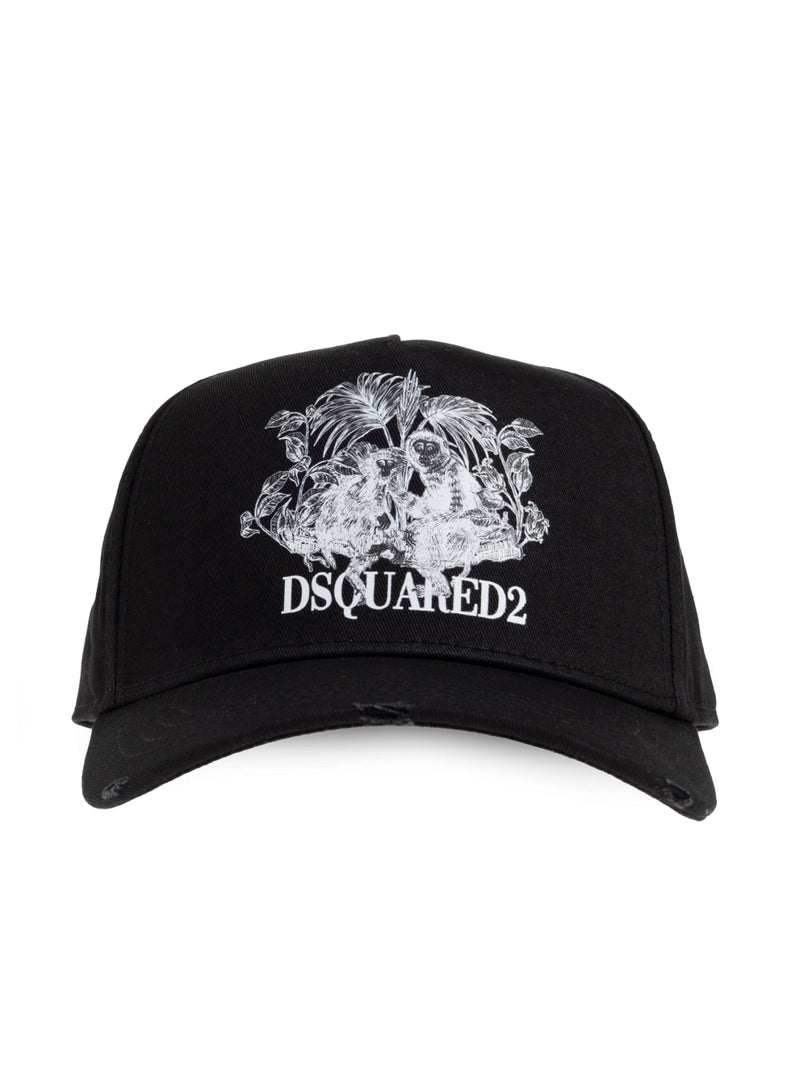 Dsquared2 Bcm098205c000012124 Logo-Embroidered Baseball Cap — Black Cotton Caps