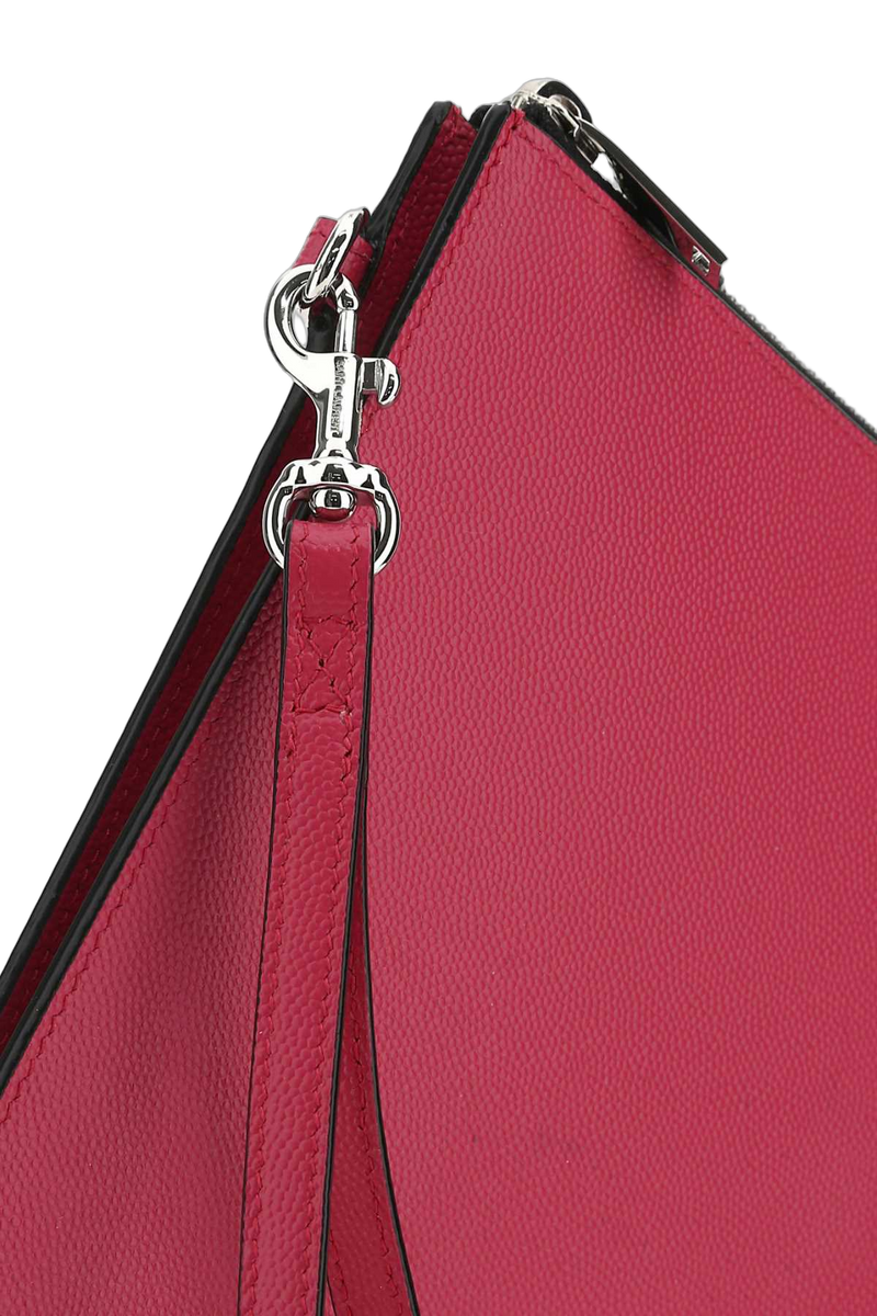 Saint Laurent Textured Leather Clutch — Pink Wallet