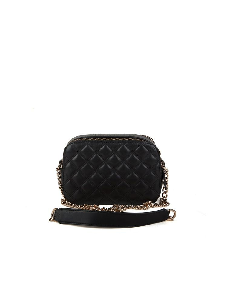Guess Quilted Polyurethane Crossbody Bag — Black