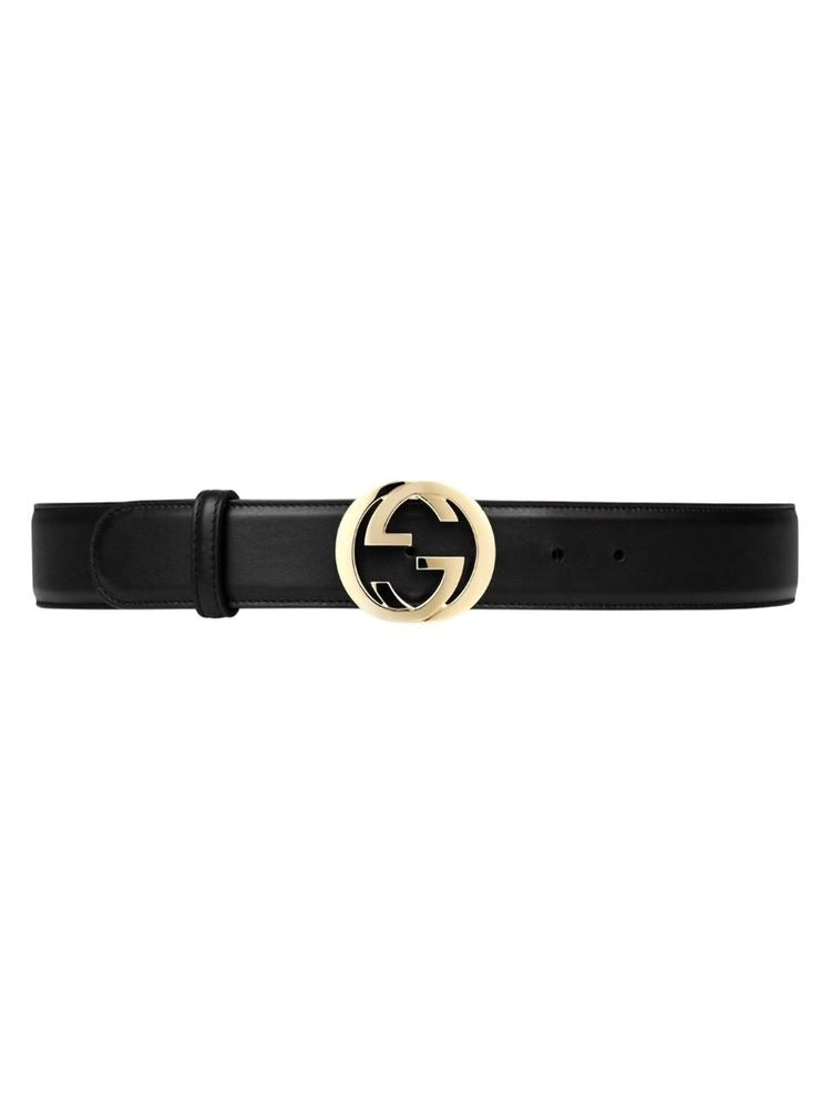 Gucci Leather With Metal Buckle Belt — Black