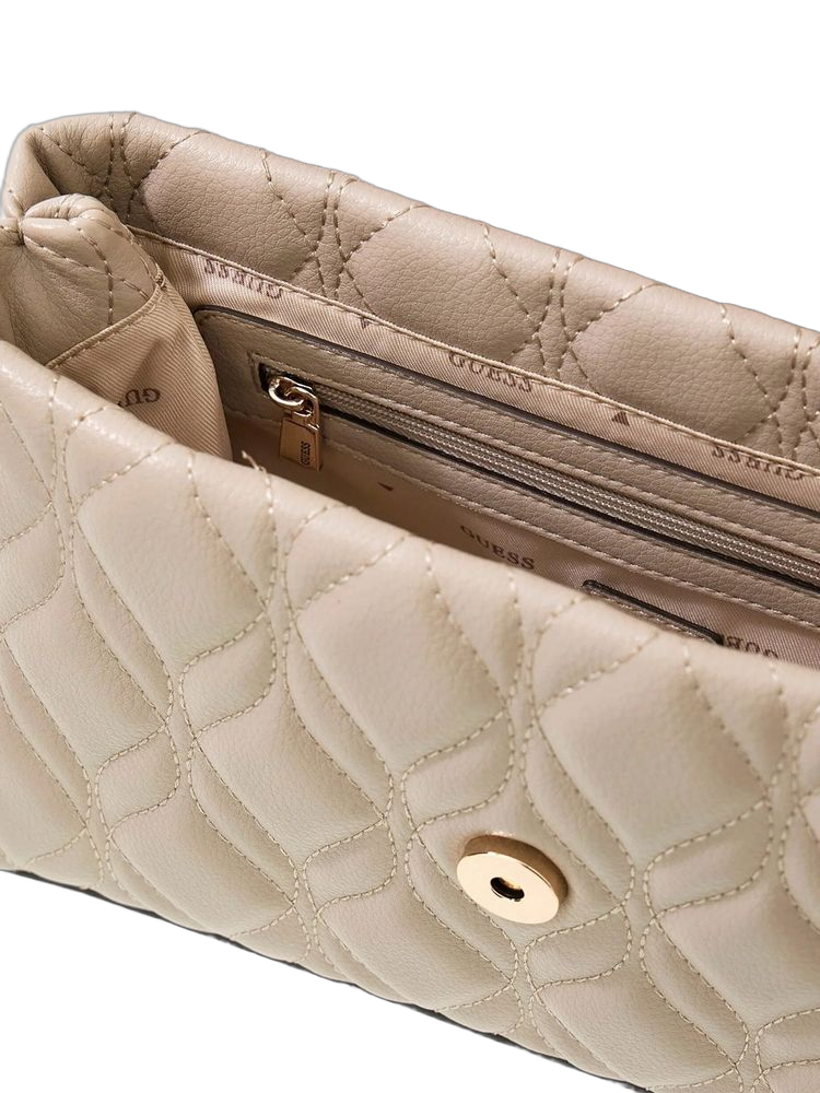 Guess Maxine Flap Crossbody Bag — Beige Polyurethane