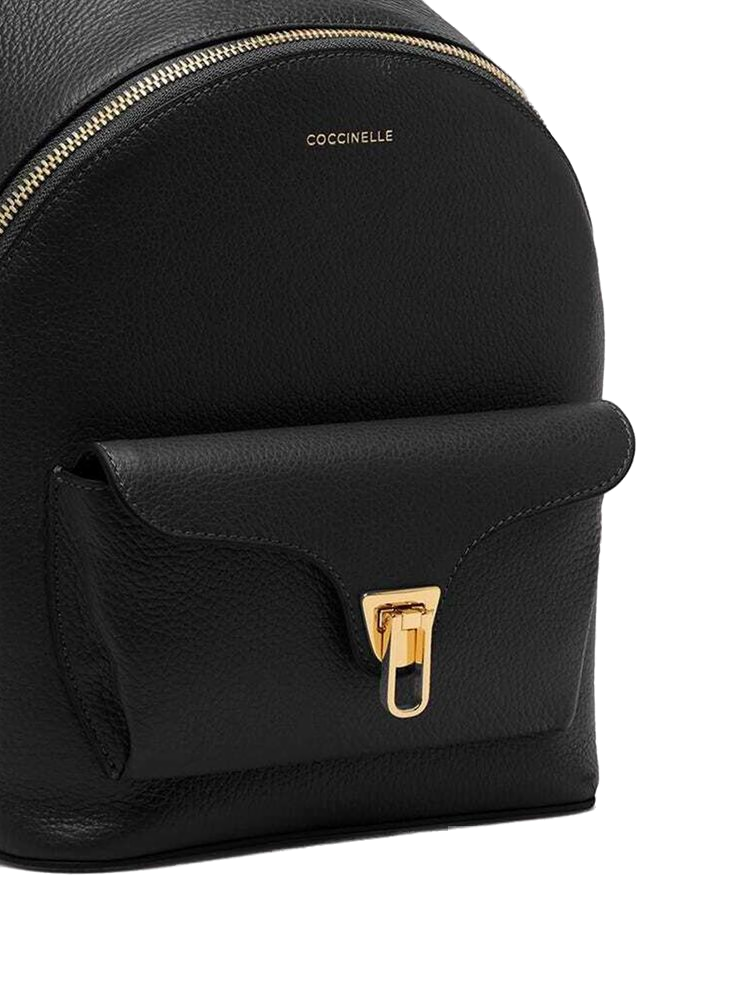 Coccinelle Grained Leather Backpack — Black Genuine