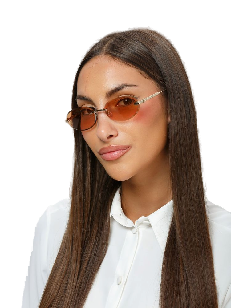 Just Cavalli Sjc155 Orange Gradient Rimless Sunglasses — Rose Gold Metal