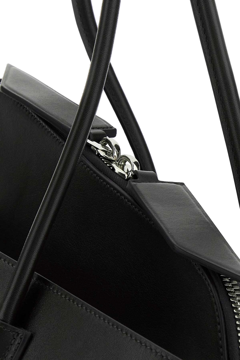 The Attico Leather Curved Shoulder Bag — Black