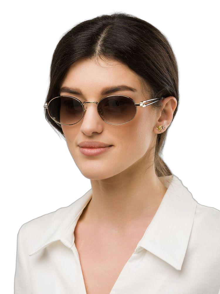 Furla Sfub30 Oval Metal Frame Sunglasses — Gold