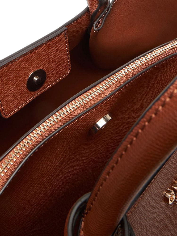 Guess Polyurethane Satchel Shoulder Bag — Brown