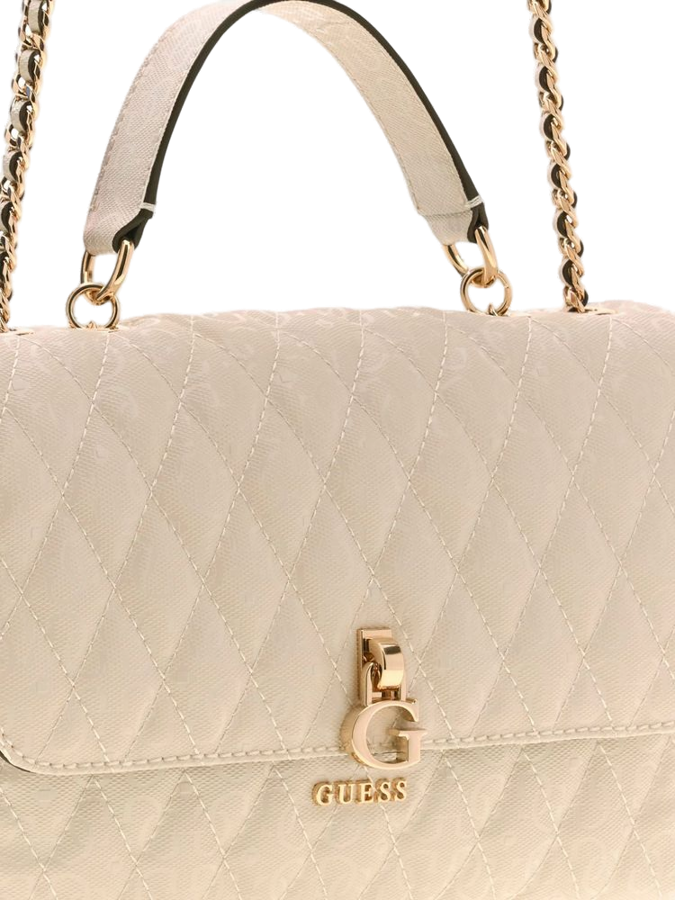 Guess Quilted Polyurethane Crossbody Bag — Beige