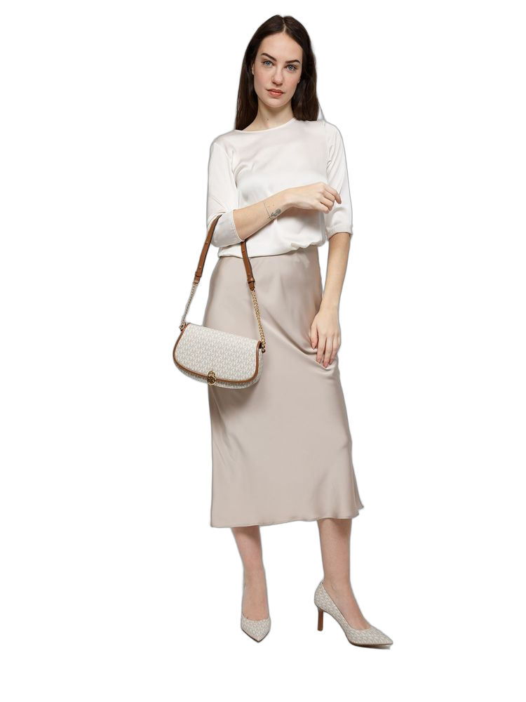 Michael Kors Mila Crossbody Bag — Beige Leather | Trim: Polyurethane