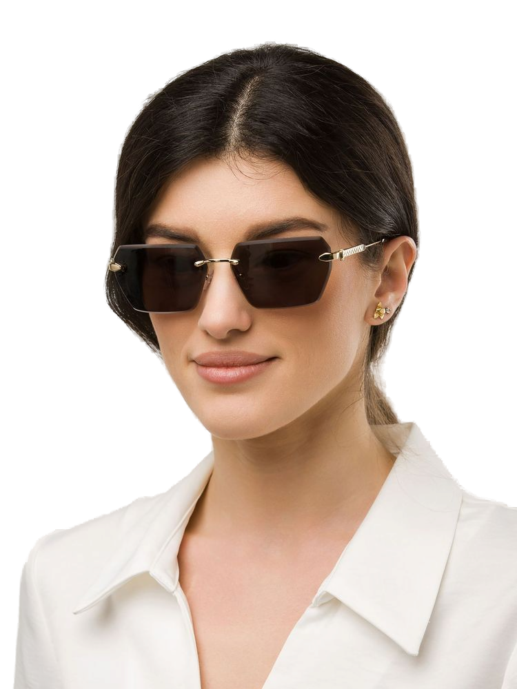 Just Cavalli Sjc110 Frameless Metal Sunglasses — Rose Gold