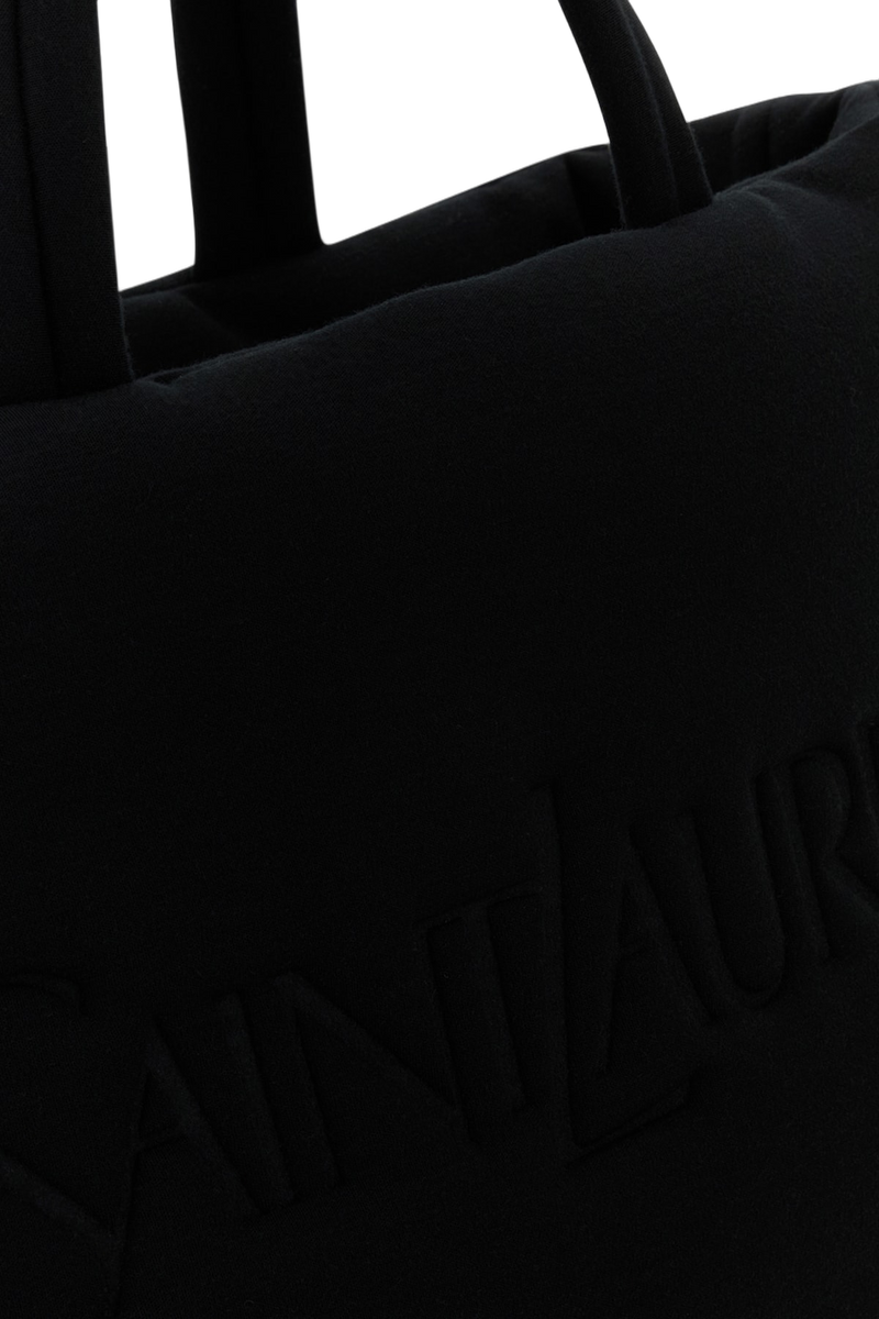 Saint Laurent Quilted Terry Cloth Tote Bag — Black