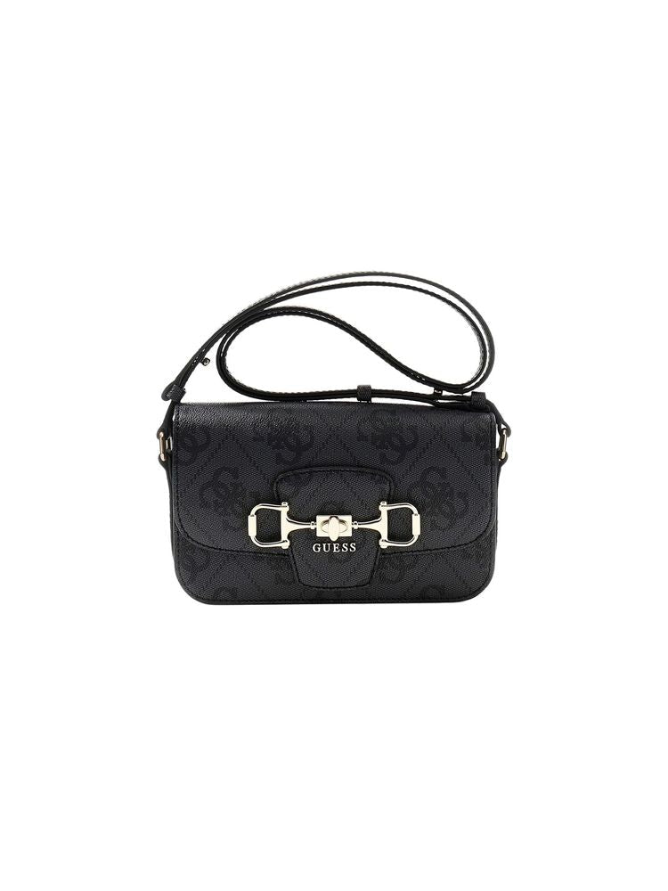 Guess Logo Monogram Crossbody Bag — Black Polyurethane