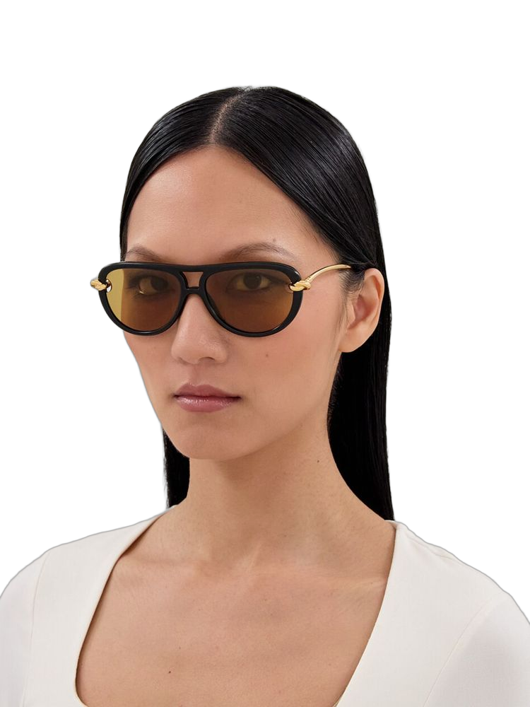 Bottega Veneta Bv1418s Pilot-Frame Bio Injection Sunglasses — Black