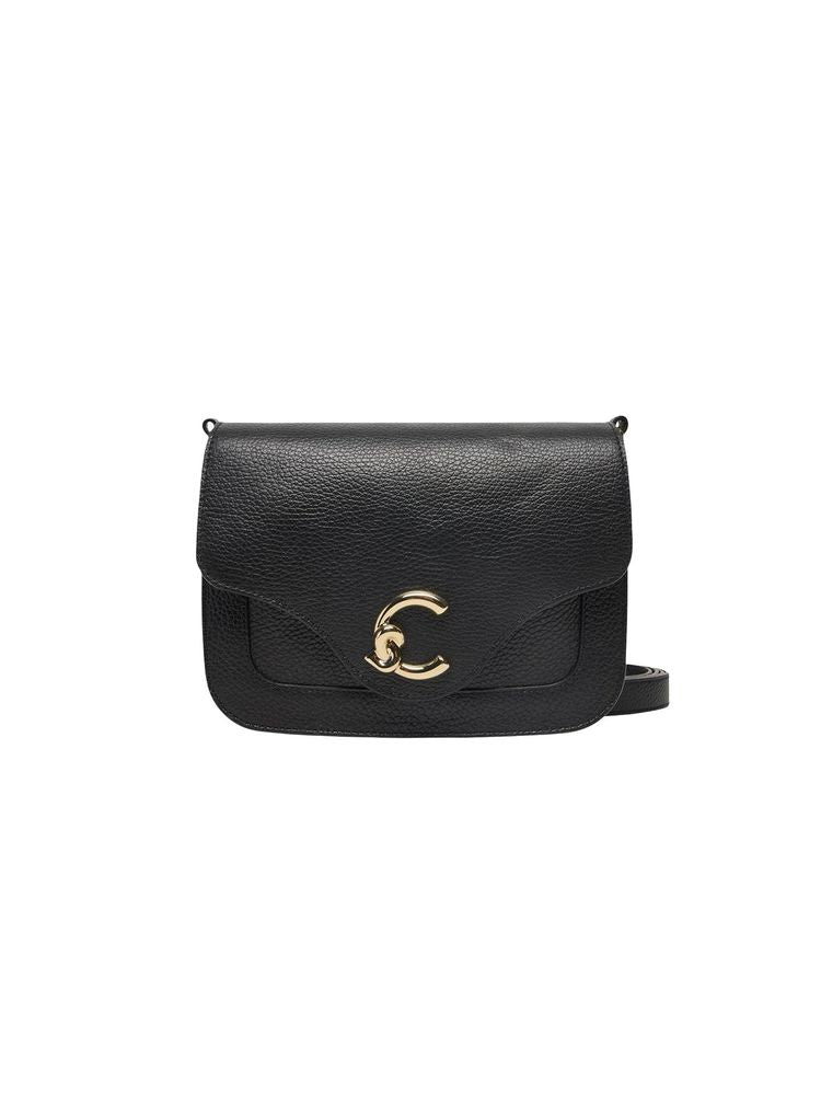 Coccinelle C-Me Crossbody Bag — Black Grained Leather