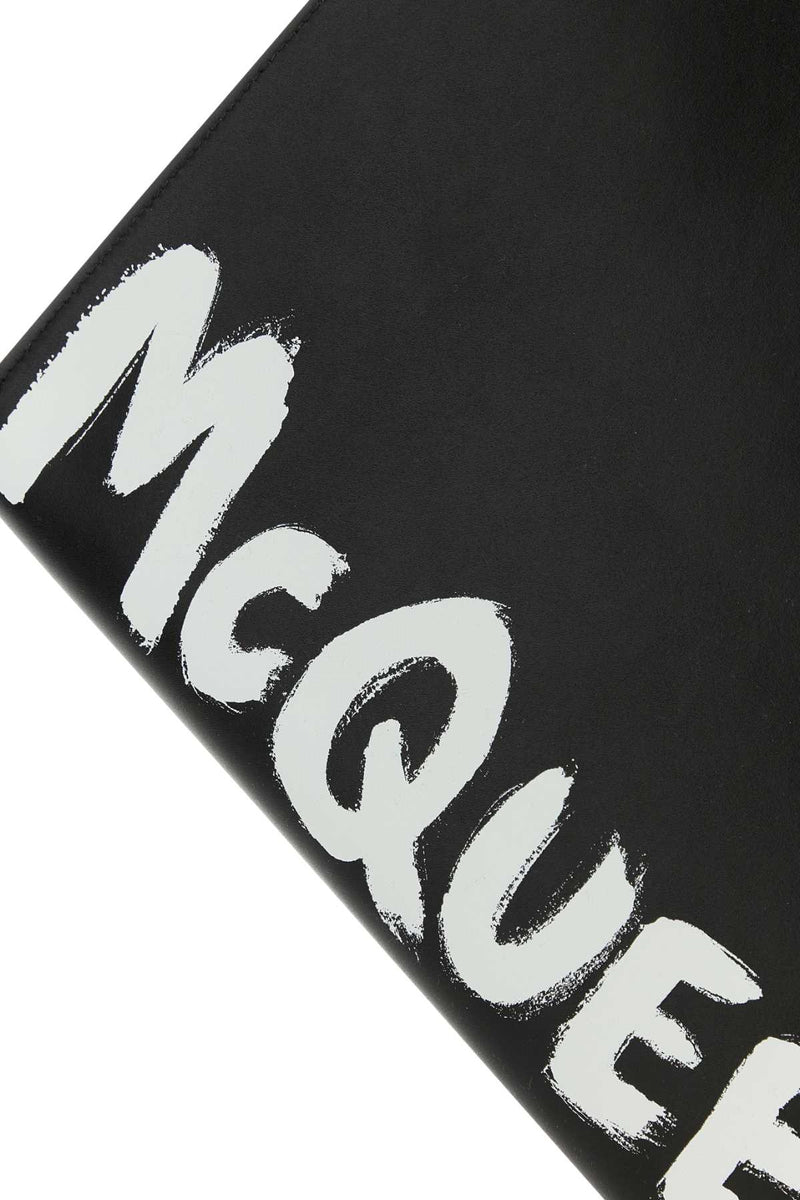 Alexander Mcqueen Logo-Print Leather Document Wallet — Black