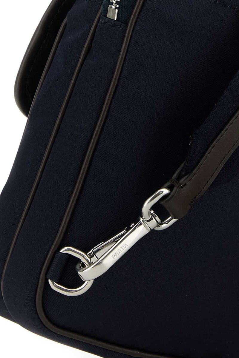 Prada Two-Tone Nylon And Suede Phone Wallet — Navy Poliammidericiclata-vitello