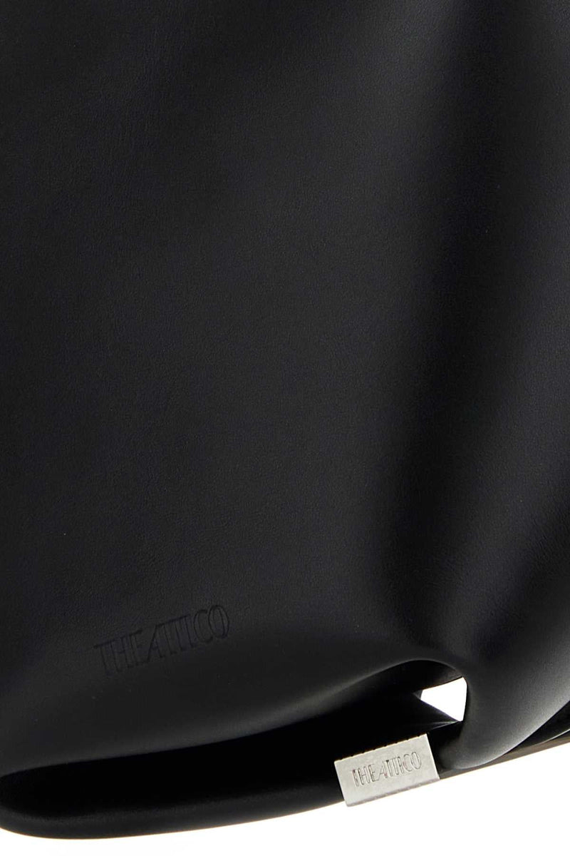 The Attico Sculptural Leather Shoulder Bag — Black