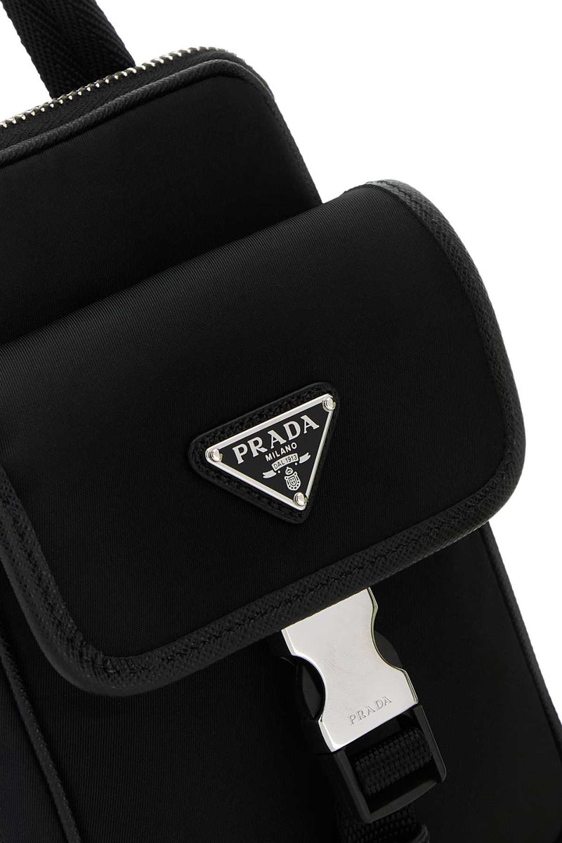 Prada Re-Nylon Phone Case Wallet — Black Poliammidericiclata-vitello