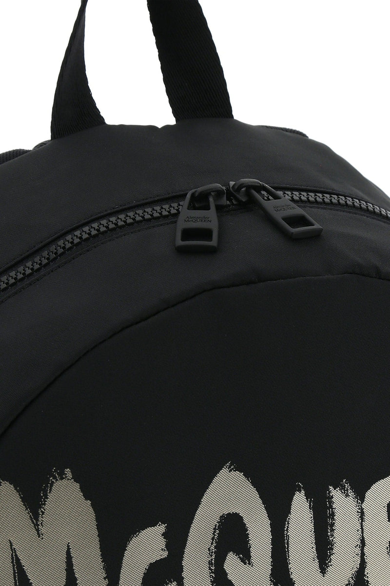 Alexander Mcqueen Logo-Print Backpack — Black E Poliestere
