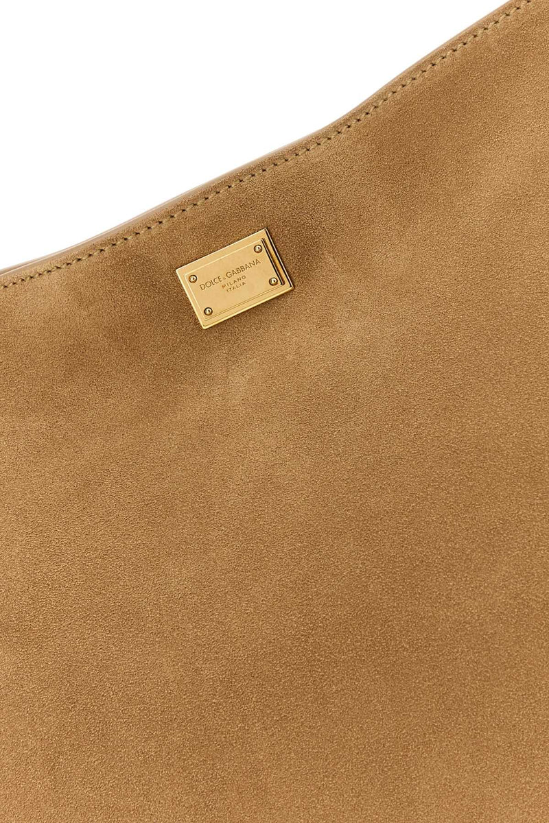 Dolce & Gabbana Suede Shoulder Bag — Beige