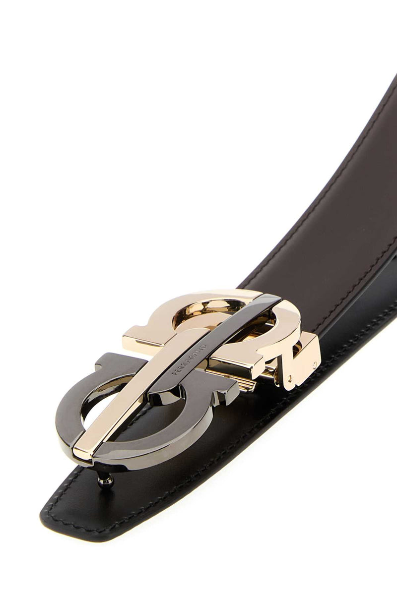 Ferragamo Double Adjus Belt — Brown Leather